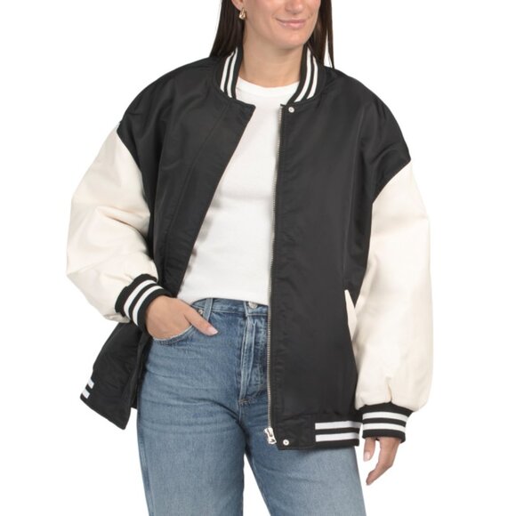 HUDSON Black Oversized Varsity Jacket - Picture 1 of 2